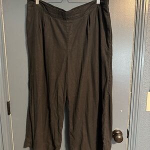 Black linen blend Wide-Leg Pants